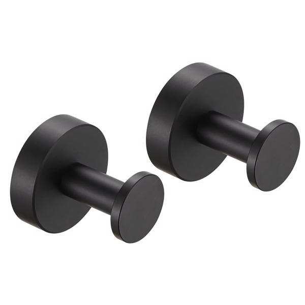 Round Base with Screws- Matte Black Towel Hook, 2 Pack, for Entry Shoe Cabinet, Wardrobe Bathroom Bedroom Furniture Hardware[Unable to ship on weekends, please place orders with caution]