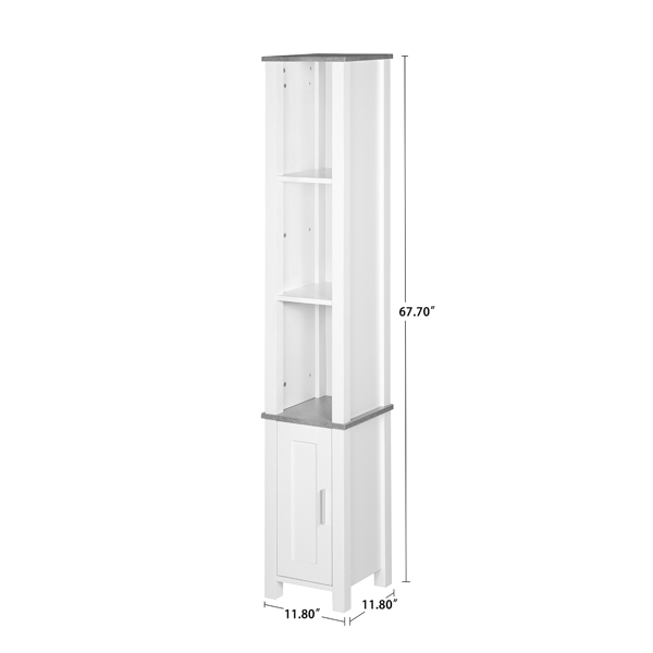  Drawer and Cupboard, Bamboo Narrow Tall Tower Cabinet for Freestanding Furniture