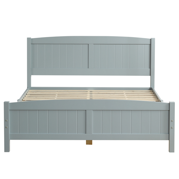 FCH Queen Pine Single-Layer Core Vertical Stripe Full-Board Curved Headboard With The Same Bed Tail Wooden Bed Grey