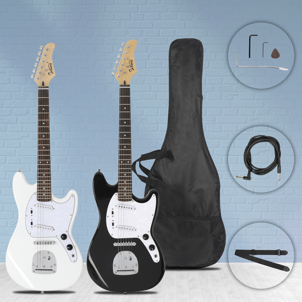 [Do Not Sell on Amazon] Glarry Full Size 6 String S-S Pickup GMF Electric Guitar with Bag Strap Connector Wrench Tool Black