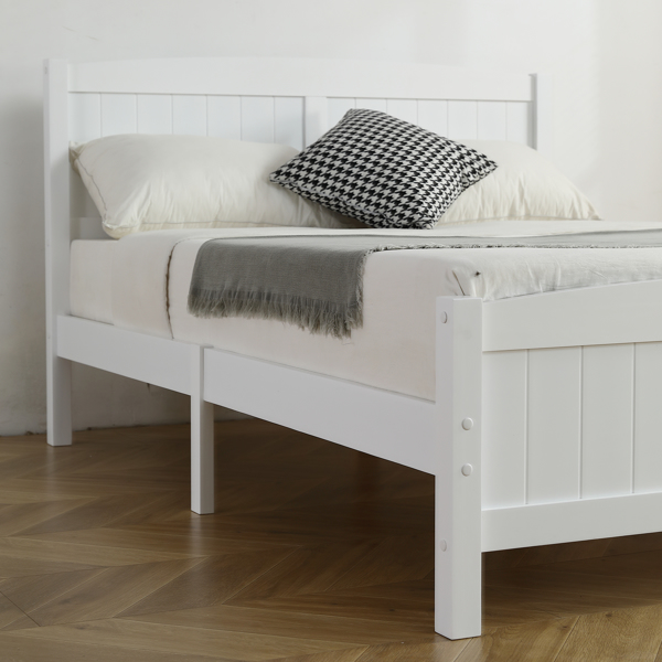 FCH Full Pine Single-Layer Core Vertical Stripe Full-Board Curved Bed Head With The Same Bed Foot Wooden Bed White