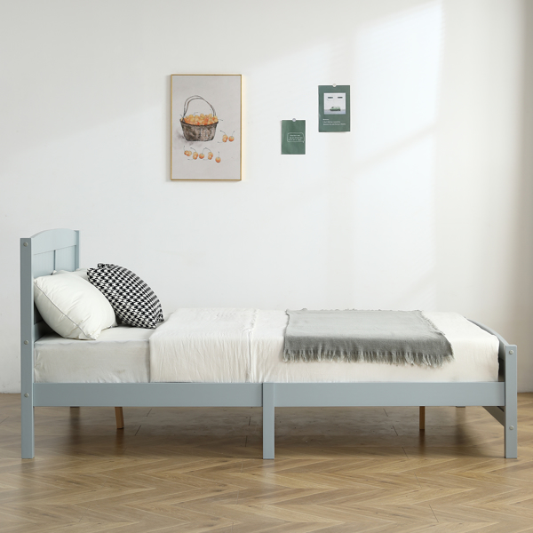 FCH Queen Pine Single-Layer Core Vertical Stripe Full-Board Curved Headboard With The Same Bed Tail Wooden Bed Grey