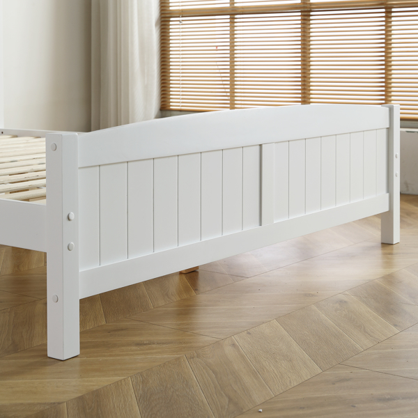 FCH Queen Pine Single-Layer Core Vertical Stripe Full-Board Curved Headboard With The Same Bed Tail Wooden Bed White