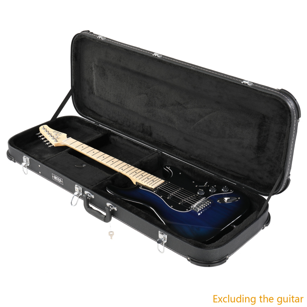 MCH Electric Guitar Square Hard Case with Protective Sleeve Fits ST TL Burning fire 170 Style Electric Guitar Blac