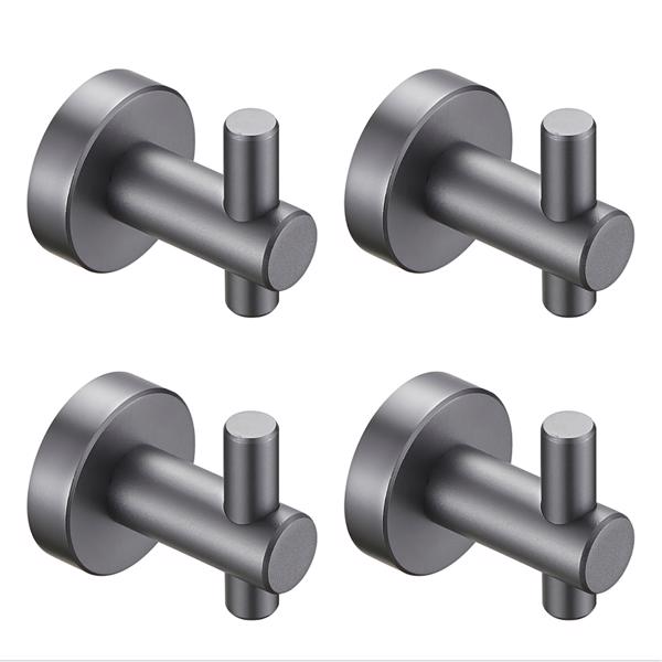 Round Base Wall Hanging Hook with Screws- Gun Grey Hook, 4 Pack, for Entry Shoe Cabinet, Wardrobe Bathroom Bedroom Furniture Hardware[Unable to ship on weekends, please place orders with caution]