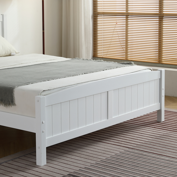 FCH Queen Pine Single-Layer Core Vertical Stripe Full-Board Curved Headboard With The Same Bed Tail Wooden Bed White