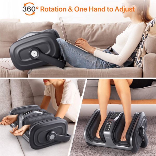 Foot Massager (Black) with Air Compression & Heat, 3D Massage System