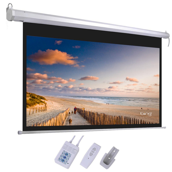 92" 16:9 80" x 45" Viewing Area Motorized Projector Screen with Remote Control Matte White