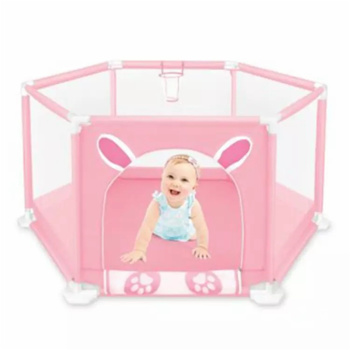 Extra Baby Playpen with 50 Ocean Balls, Large Play Yard, Indoor & Outdoor Kids Safety Activity Center with Gate-PInk