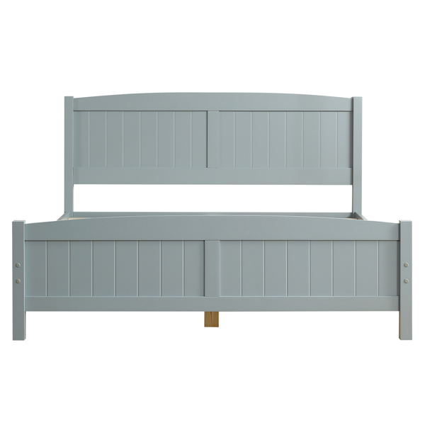 FCH Queen Pine Single-Layer Core Vertical Stripe Full-Board Curved Headboard With The Same Bed Tail Wooden Bed Grey