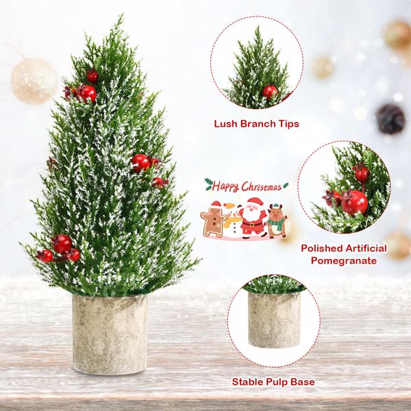 18.5" Snowy Tabletop Christmas Tree w/ 170 PE Branch Tips & Pulp Base 