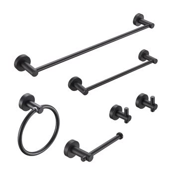 Bathroom Hardware Set, Thicken Space Aluminum 6 PCS Towel bar Set- Matte Black 24 Inches Wall Mounted
