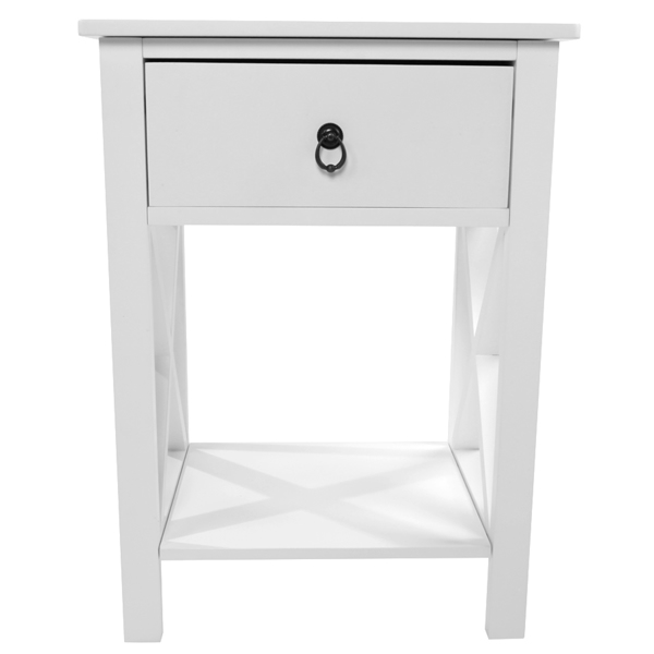 FCH Nightstands Set of 2, Modern End Table Side Table with 1 Drawer and Storage Shelf, White