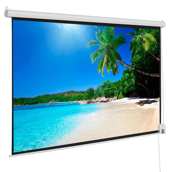 92" 16:9 80" x 45" Viewing Area Motorized Projector Screen with Remote Control Matte White