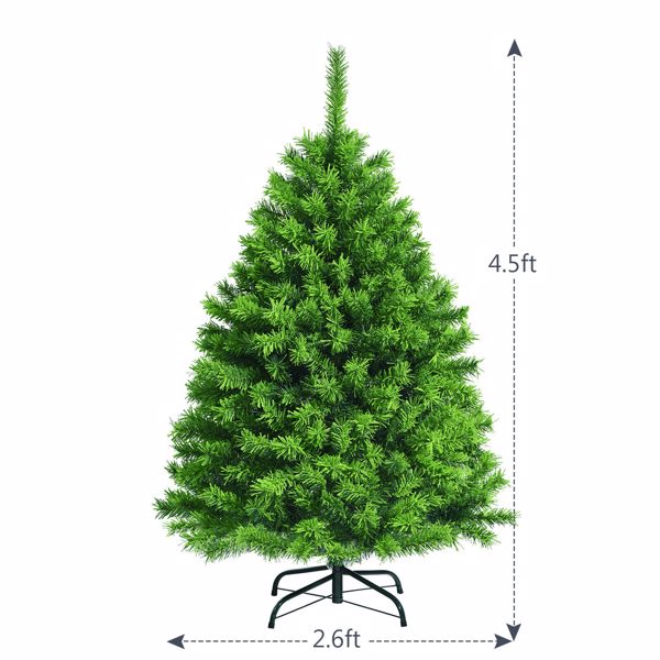  4.5ft Hinged Artificial Christmas Tree w/ Metal Stand Green