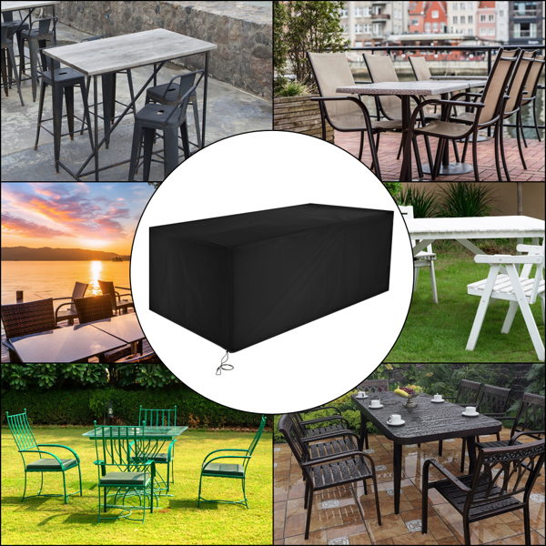 120x120x 74cm 210D Oxford Cloth Outdoor Furniture Dust Cover Rain Cover Outdoor Table and Chair Cover Black