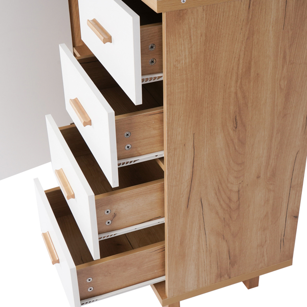 Dresser Bedroom Storage Drawer Organizer Closet Hallway Storage Cabinet with 1 Door 4 Drawers, Wood Dresser Chest for Living Room Bedroom