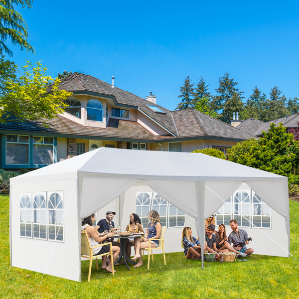 10'x20' Outdoor Party Tent with 6 Removable Sidewalls, Waterproof Canopy Patio Wedding Gazebo, White