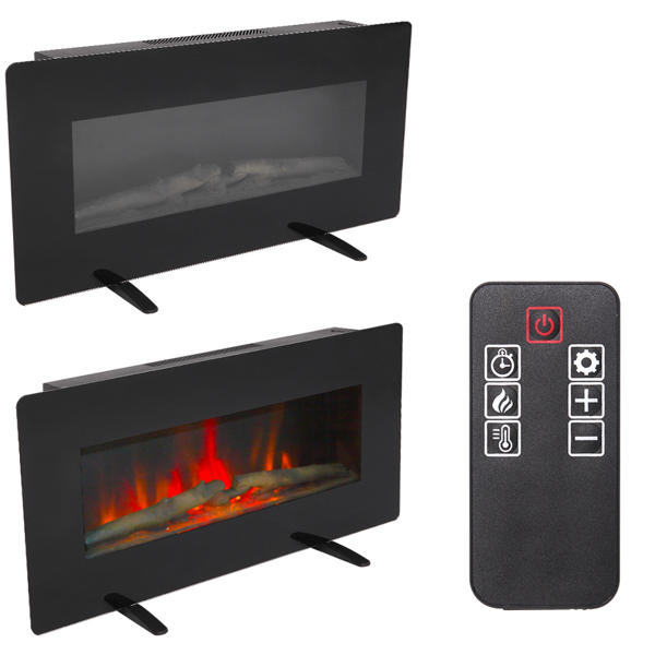 ZOKOP SF311-36 36 Inch 1400W Wall Hanging / Fireplace Single Color / Fake Wood / Heating Wire / With Small Remote Control Black