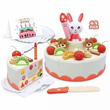 Toys Birthday Cake Brand New 43 Piece Pretend Birthday Party Set Kids Cut Food Birthday Cake Toy Pink