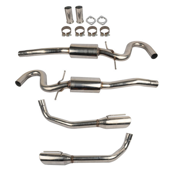 For 1996-2004 Ford Mustang GT V8 Dual 4" Oval Tip Muffler Catback Exhaust Pipe