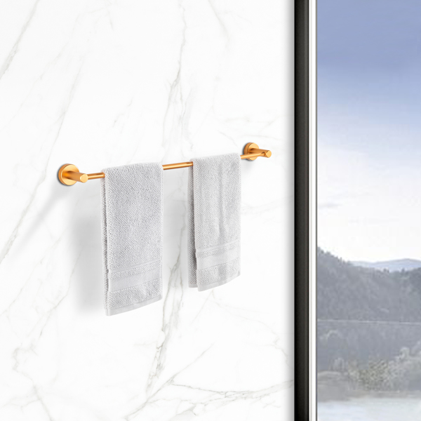 16-27 Inches Adjustable Expandable Towel Bar for Bathroom Kitchen Thicken Space Aluminum Wall Mount Brushed Gold[Unable to ship on weekends, please place orders with caution]