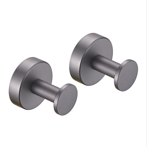 Round Base Wall Hanging Coat Hook with Screws- Gun Grey Towel Hook, 2 Pack, for Entry Shoe Cabinet, Wardrobe Bathroom Bedroom Furniture Hardware[Unable to ship on weekends, please place orders with ca