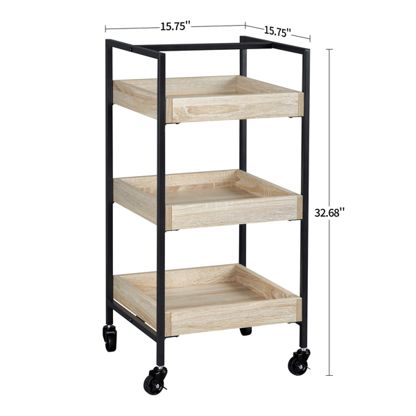Lightweight Multi-purpose Wooden Cart Versatile Suitable Particle Board Cart with Brakes