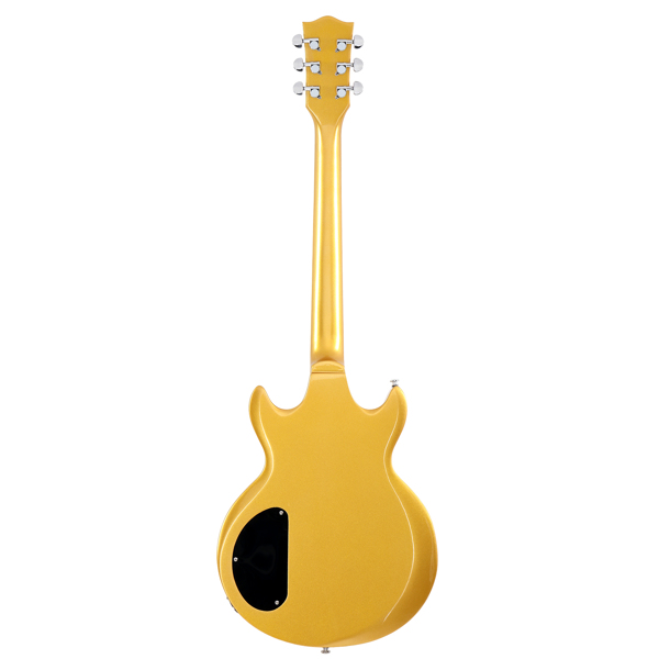 [Do Not Sell on Amazon] Glarry Full Size GIZ102 HH Pickups LaurelWood Fretboard Poplar Solid Body Electric Guitars with Guitar Bag Cable Golden Color