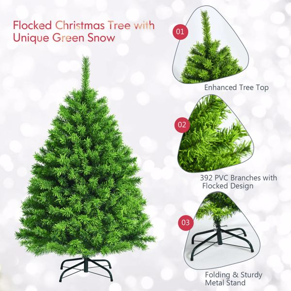  4.5ft Hinged Artificial Christmas Tree w/ Metal Stand Green