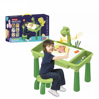 Large Drawing Projector Table with Kids Chair, Kids Projection Drawing Tablet with Light and Music, Kids Projector Drawing Set 3+ (Dinosaurs)