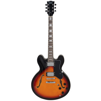 [Do Not Sell on Amazon] Glarry GGS101 Electric Guitars Semi-Hollow Body Tune-o-matic Bridge , HH Pickups, Laurel Wood Fingerboard Sunset Color