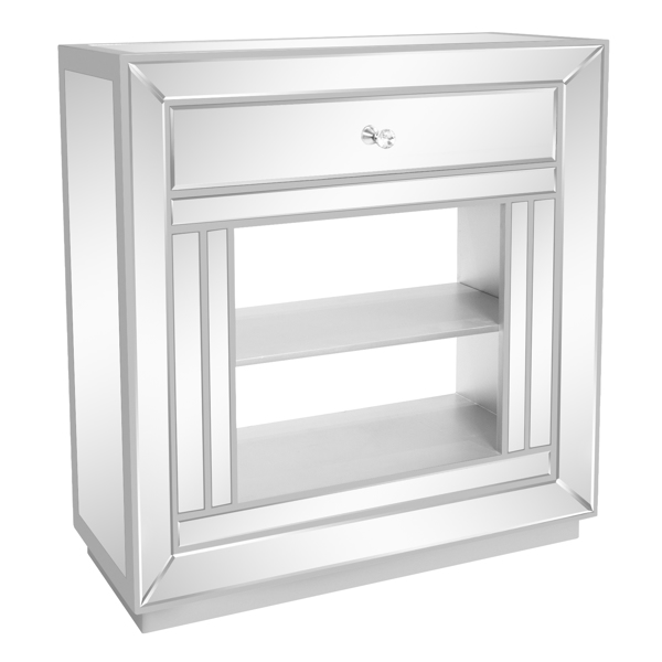FCH 29.8* 31.7*13.9in Silver MDF with Mirror Surface TV Cabinet Fireplace Cabinet