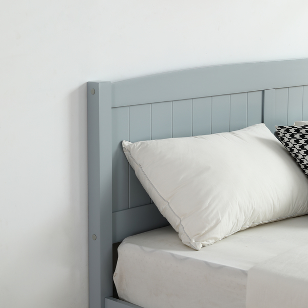 FCH Queen Pine Single-Layer Core Vertical Stripe Full-Board Curved Headboard With The Same Bed Tail Wooden Bed Grey