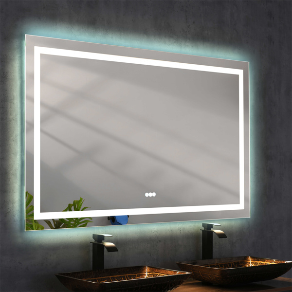 60 in. W x 36 in. H Frameless LED Single Bathroom Vanity Mirror in Polished Crystal