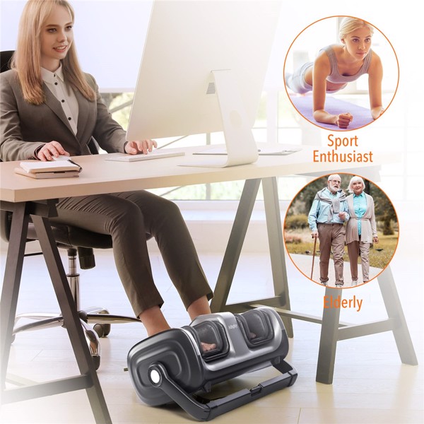 Foot Massager (Black) with Air Compression & Heat, 3D Massage System