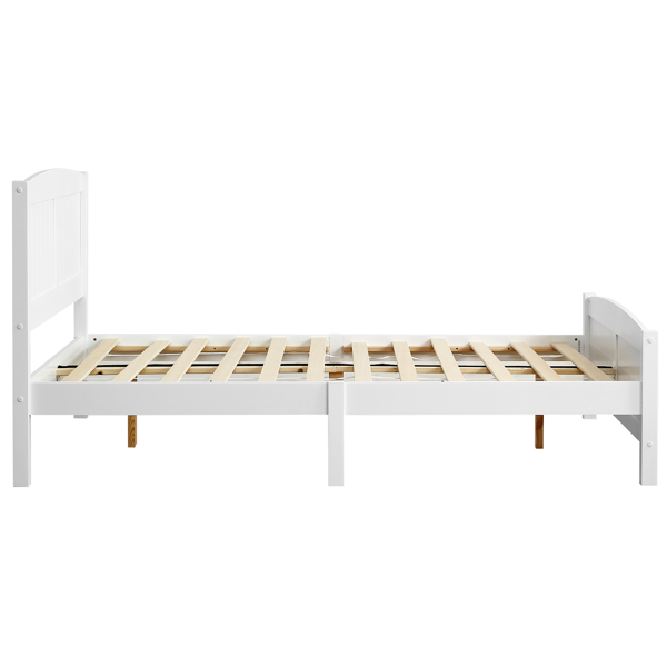 FCH Full Pine Single-Layer Core Vertical Stripe Full-Board Curved Bed Head With The Same Bed Foot Wooden Bed White