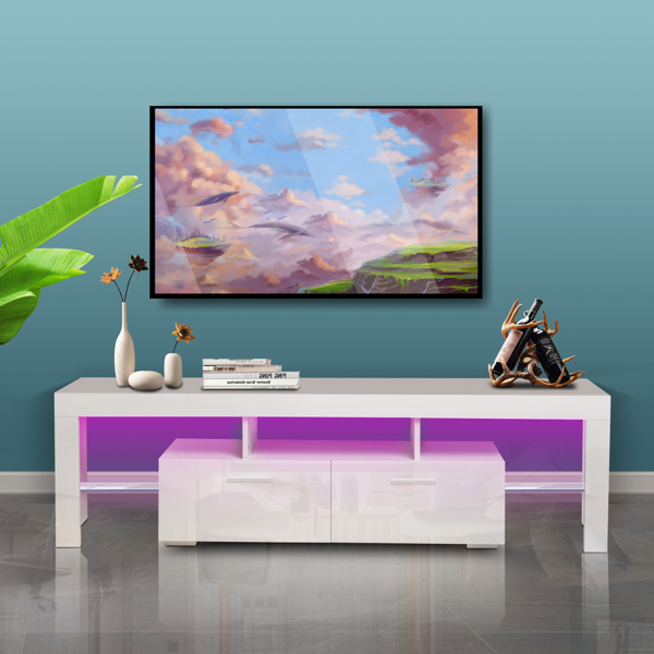 High Gloss UV Led Lights TV Stand,TV Cabinet.TV Bench.White Color.