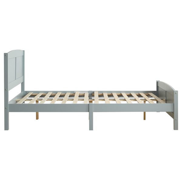 FCH Queen Pine Single-Layer Core Vertical Stripe Full-Board Curved Headboard With The Same Bed Tail Wooden Bed Grey