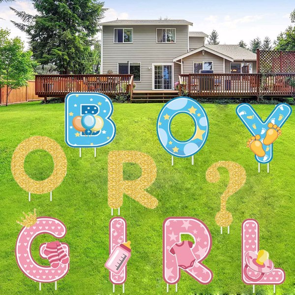 10PCS Gender Reveal Yard Sign With Stakes Boy or Girl Baby Shower Party Supplies for Indoor Outdoor Decoracion