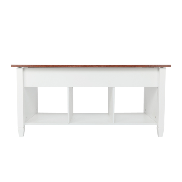 Lift Top Coffee Table Modern Furniture Hidden Compartment and Lift Tabletop Brown White