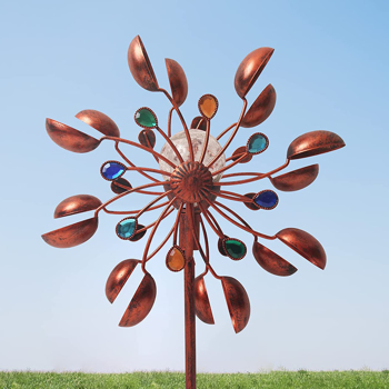 73\\" Solar Powered Wind Spinner with Multi Color Changing LED Glass Ball