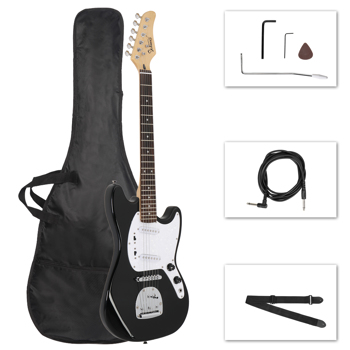 [Do Not Sell on Amazon] Glarry Full Size 6 String S-S Pickup GMF Electric Guitar with Bag Strap Connector Wrench Tool Black