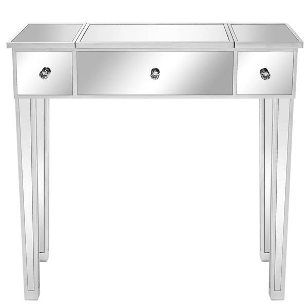 FCH 80*38*76cm MDF With Mirror Surface, The Desktop Can Be Flipped And One Pumped Computer Desk Silver