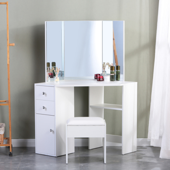White Dressing Table，corner vanity table