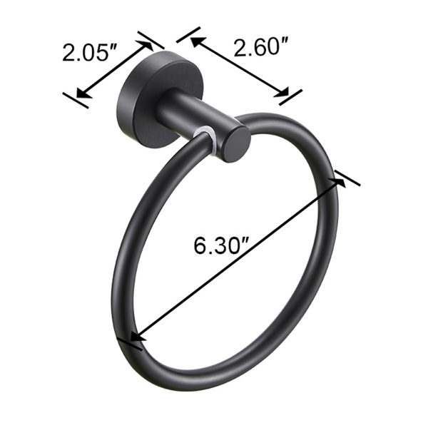 Towel Ring Matte Black, Bath Hand Towel Ring Thicken Space Aluminum Round Towel Holder for Bathroom