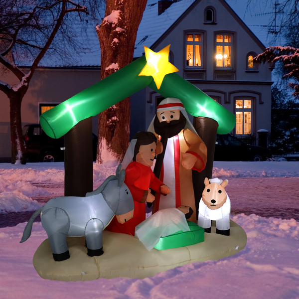 6ft With 8 Lamp Beads Inflatable Nativity Garden Jesus Decoration