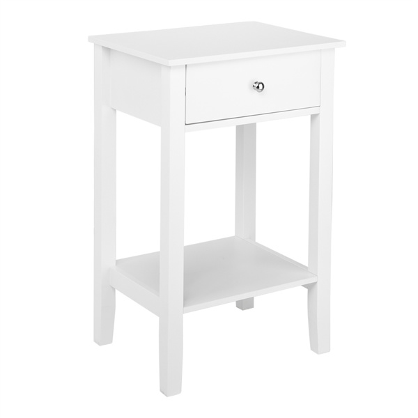 FCH  Two-layer Bedside Table Coffee Table with Drawer White