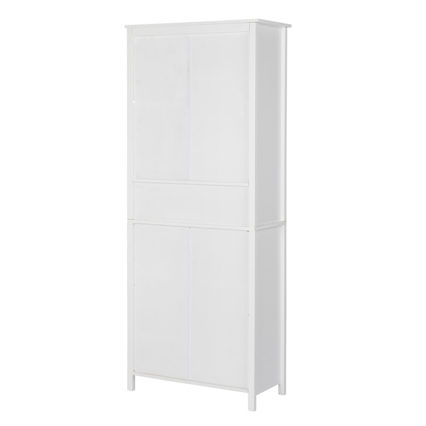 FCH American Country MDF Spray Paint Upper Two Doors Middle Shelf Lower Two Doors Bookcase White