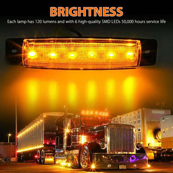 3.8" Amber 6SMD LED Side Marker Indicators Light Truck Trailer Car Clearance